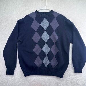 Dockers Sweater Mens Large Navy Blue Pullover Argyle‎ Style Diamonds Knit
